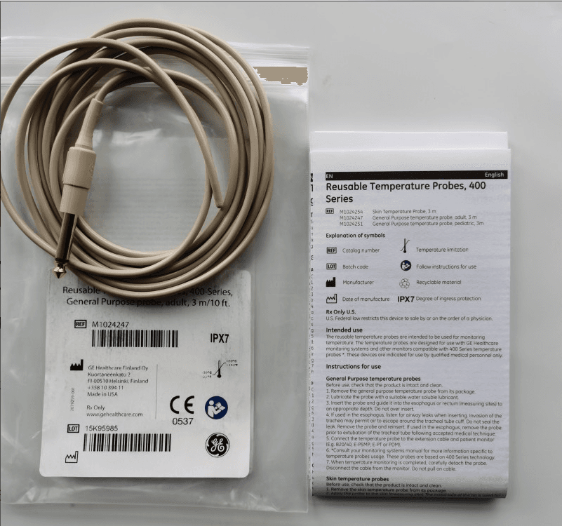 GE Original Reusable Temperature probes, 400-Series, General Purpose Probe, adult, 3m/10ft. REF: M1024247