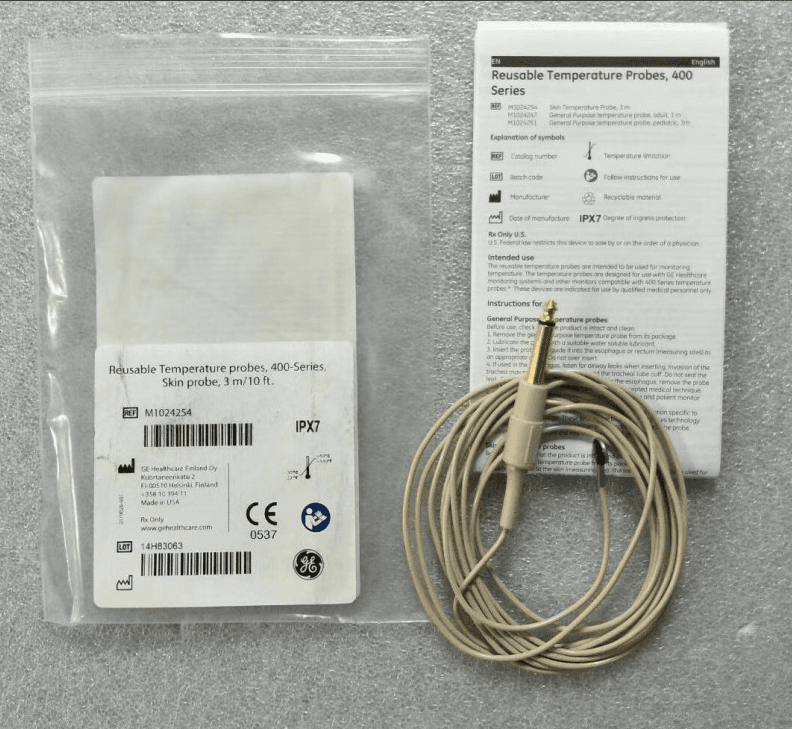 GE Original Reusable Temperature probes, 400-Series, Skin probe, 3m/10ft.  REF: M1024254