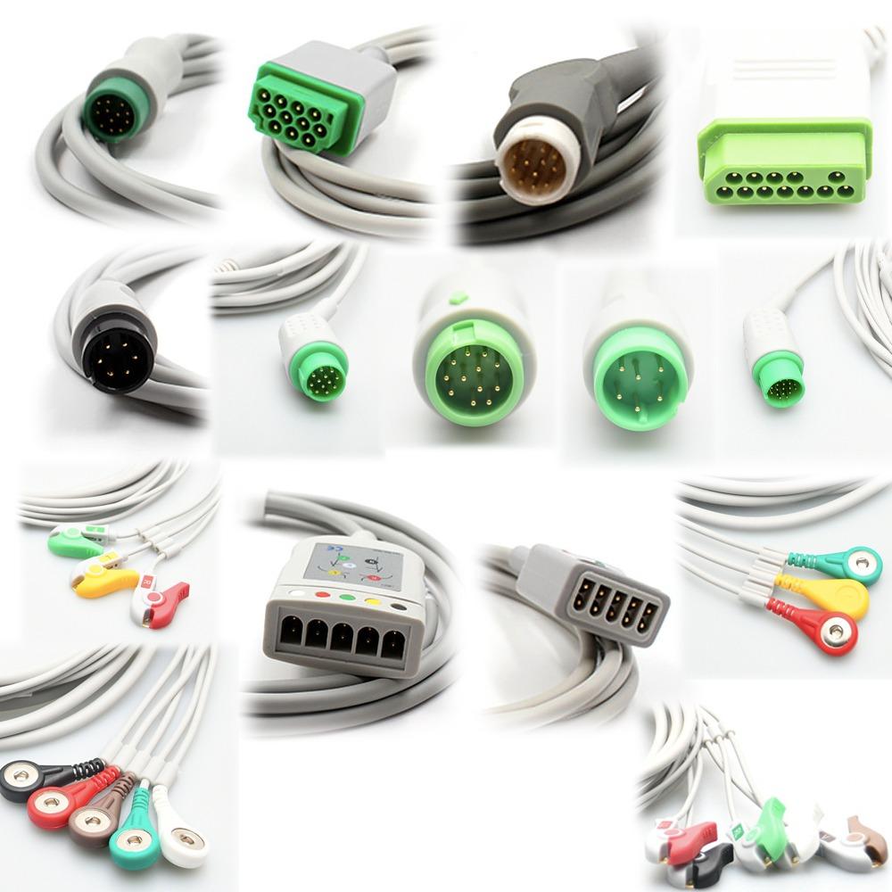 medical supplier compatible with 3/5 leads B type ECG trunk Cable ECG lead wire 2 in 1 clip and snap